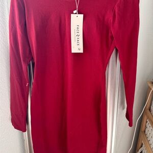 Face 2 Face Red Long Sleeve Bodycon Dress